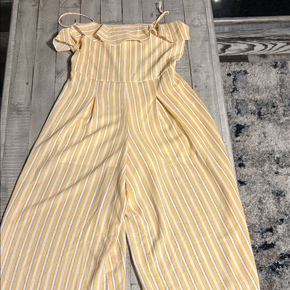 Altar'd State Yellow and White Striped Romper